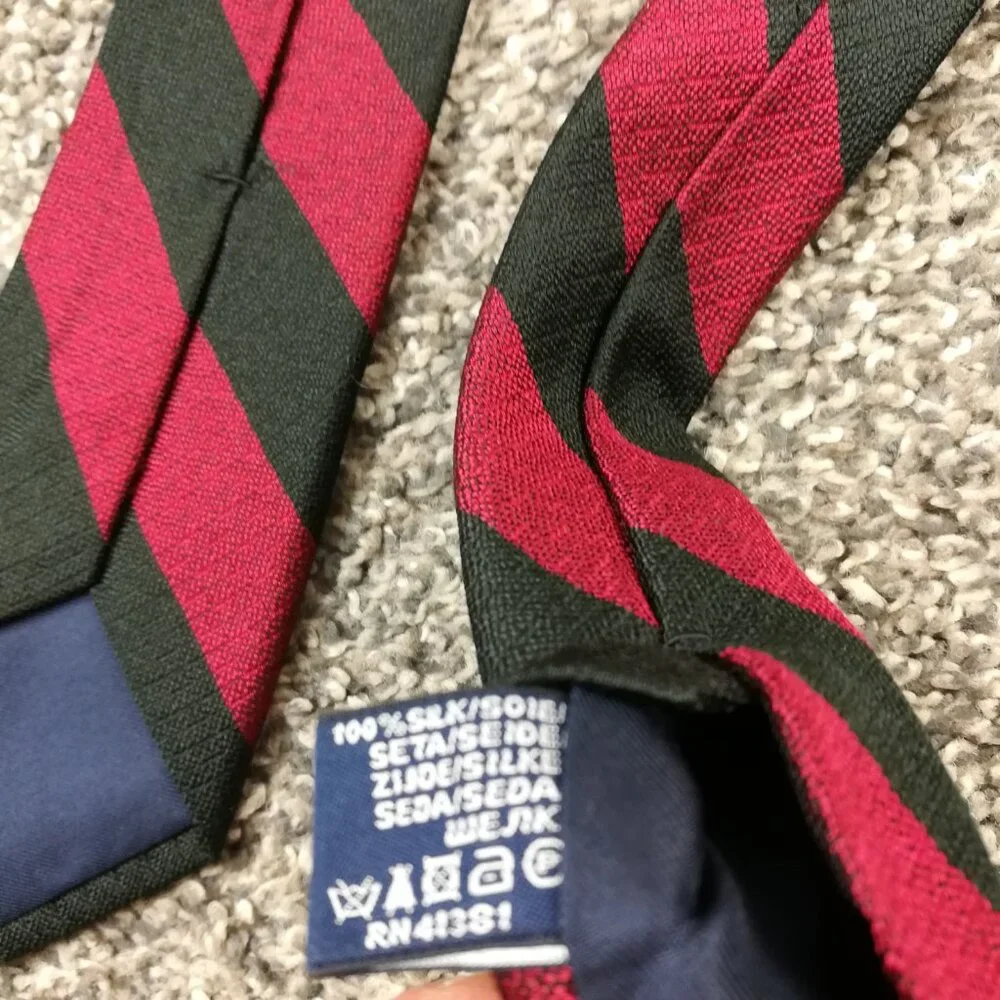 Vintage Polo Ralph Lauren Neck Tie Silk Skinny Repp Striped Red 55.75L Italy